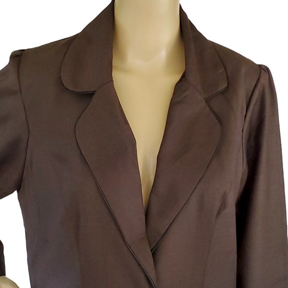 S. Salvatore Chocolate Brown Women's M Blazer Jacket Buttons Pockets - Picture 3 of 12